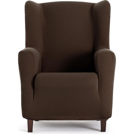 Housse de fauteuil bi-élastique pour bergère couleur marron design (1/5)