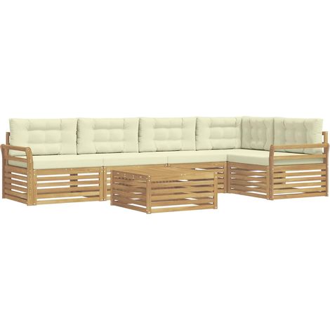 Conjunto de sofás de exterior 6 pcs Blanco y Crema vidaXL (1/5)