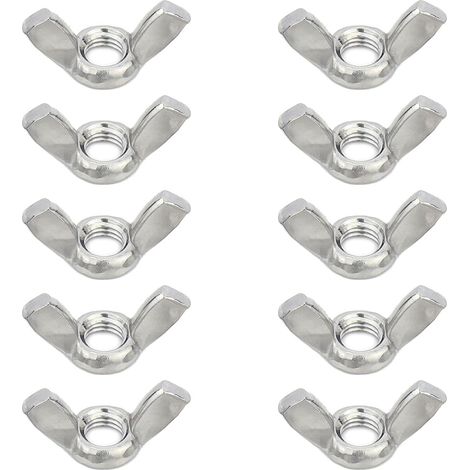 10 Pièces Ecrou Papillon M10 x 1,5, Écrou Ailette M10,Écrous à Oreilles Papillon en Acier Inoxydable,Écrous Papillons,Idéal pour Bricolage (1/5)