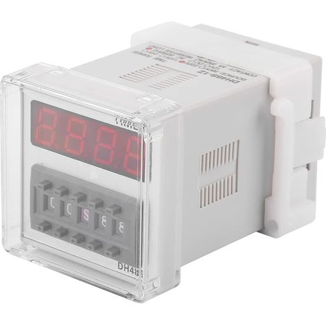 Relais temporisé multifonctionnel, DC 12/24V AC 110/220V affichage à LED numérique relais de synchronisation commutateur de relais de temps 0.01S-99H(AC 220V) (1/5)