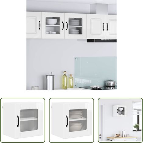 Rangement de cuisine - Armoire de cuisine avec étagère Blanc brillant 40 x 31 x 40 cm (1/5)