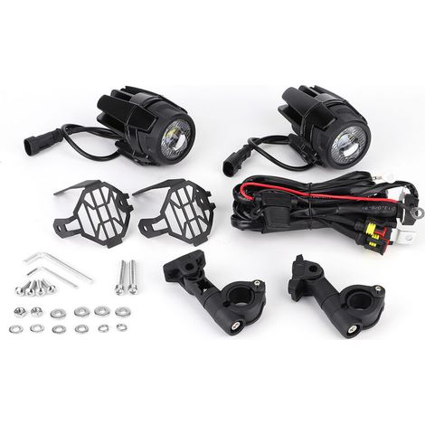 Jeffergarden 1 Paire Universel Avant Moto LED Auxiliaires De Conduite Phares Étanche Feu De Brouillard Super Lumineux 6000 K-DOU