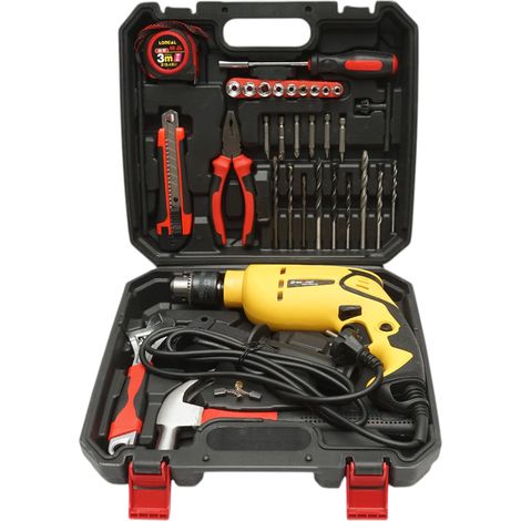 Kit trapano a percussione 600W, 220V, mandrino da 13 mm, velocità 3300 giri/min con 38 pezzi di utensili e attrezzi Breckner Germany