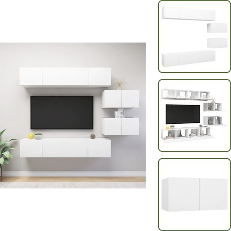 The Living Store Set Mobili Porta TV 6 pz Bianco in Legno Multistrato - Armadio TV