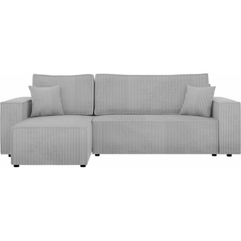 Mobilier1 – Canapé d'angle avec fonction de couchage – Dimensions 244x145x82cm – Velours élégant – Mécanisme Eurobook pour gain de place (1/5)