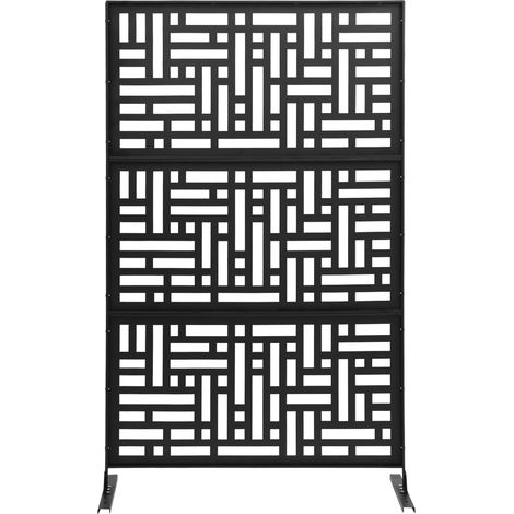 Paravent d'extérieur, 190 x 120 x 40 cm, séparateur autonome avec support, séparateur de pièce décoratif pour balcon, terrasse, intérieur, jacuzzi, noir (1/5)