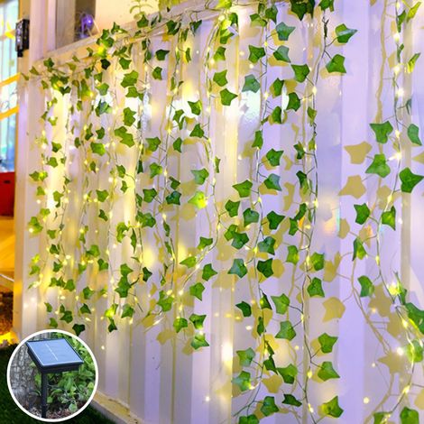Guirlande lumineuse solaire extérieure, 10M 100LED Guirlande lumineuse lierre 8 modes Guirlande lumineuse solaire,Guirlande lierre étanche guirlande lumineuse pour Noël, mariages décoration (1/5)