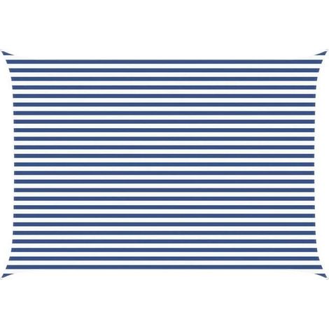 Voile d'ombrage bleue et blanche, 5 x 3,5 mètres, 100% polyester Oxford. (1/5)