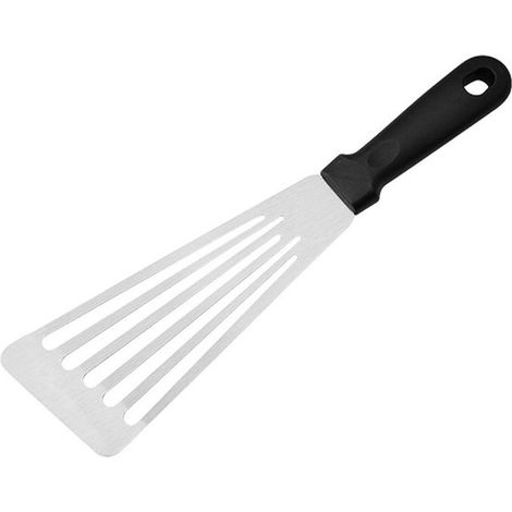 Spatule à poisson en acier inoxydable avec poignée antidérapante, ustensile de cuisine robuste pour retourner poisson, viande et aliments, noir (1/5)