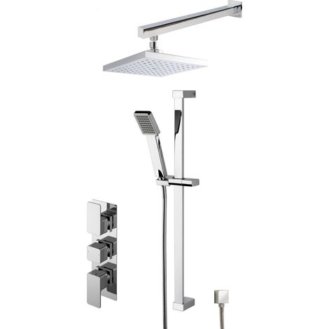 Empire Concealed Square Triple Valve Shower Set - Chrome - Balterley