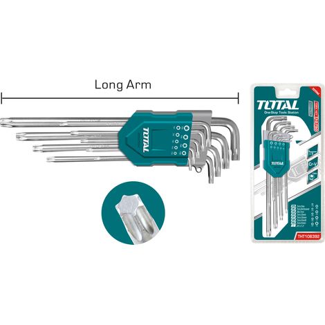 SERIE 9pz CHIAVI MASCHIO PIEGATE TORX LUNGHE T10-T50 TOTAL