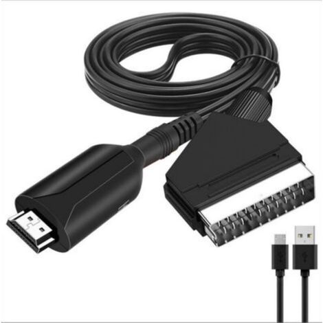 1PC Convertisseur vidéo hdmi vers péritel hdmi vers péritel tête de balai boîtier de conversion audio et vidéo câble (1/5)