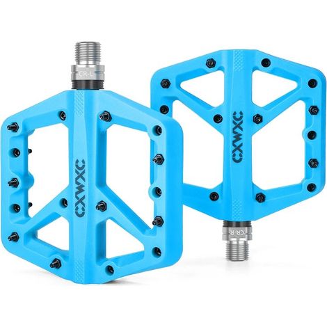 Pedales de plataforma para bicicleta CXWXC azules con rodamientos sellados de nailon. (1/4)