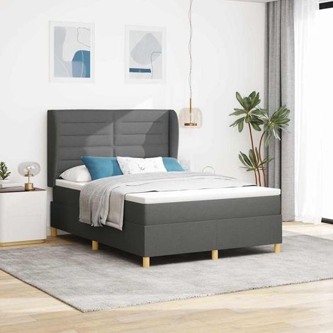 Boxspringbett mit Matratze Dunkelgrau 200 x 160 cm Stoff (1/5)