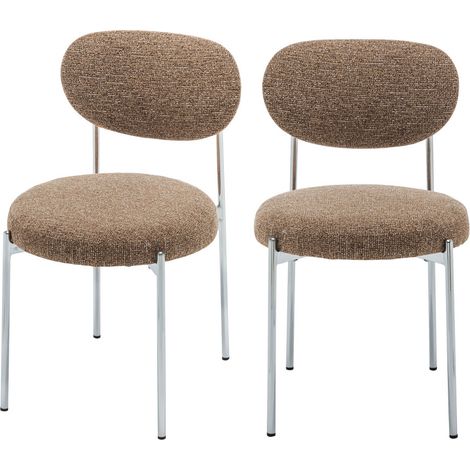 Lot de 2 chaises en tissu pieds chrome - Caramel chiné - Kyoto (1/5)