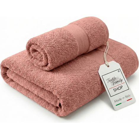 Coppia Asciugamani Viso e Ospite Fard - Spugna 100% Cotone 450 g/m² Made in Italy (1/5)