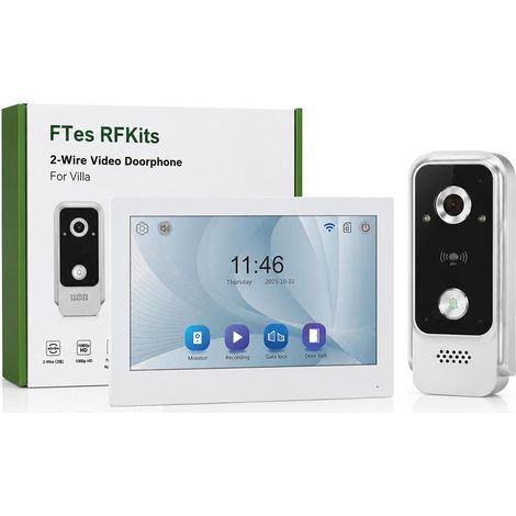 Visiophone Connecté Filaire,Interphone Vidéo 2 Fils Visiophone WiFi,7" Ecran Couleur TFT LCD,1080P Sonnette avec Caméra,Portier vidéo,Déverrouillage à Distance (1/5)