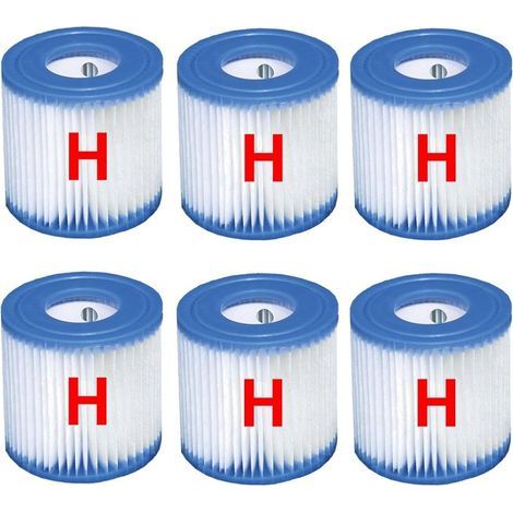Compatible avec les filtres de piscine Intex (lot de 6) - Cartouche de type H pour pompe de remplacement (références 29007/29008yu).-AquaForge (1/5)