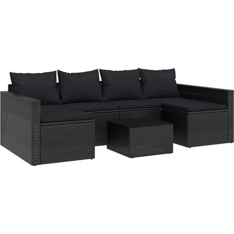 Maison Exclusive - 2-tlg. Garten-Lounge-Set mit Kissen Schwarz Po