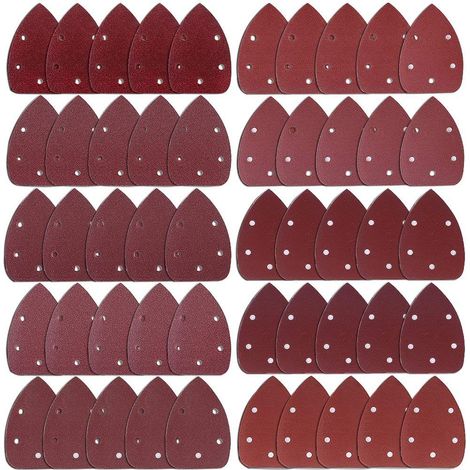 AIDUCHO 50 Triangle De Poncage 5 Trous Feuilles Abrasives Papier De Verre Grain 40 60 80 100 120 180 240 320 400 800 Papier De Ponçage Pour Ponçage Et Polissage (1/5)