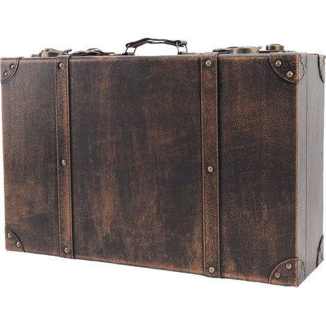 Valise Vintage Boîte Voyage Décorative Rangement Rétro – Décoration Anniversaire Mariage Accessoires Photo, Marron (1/5)