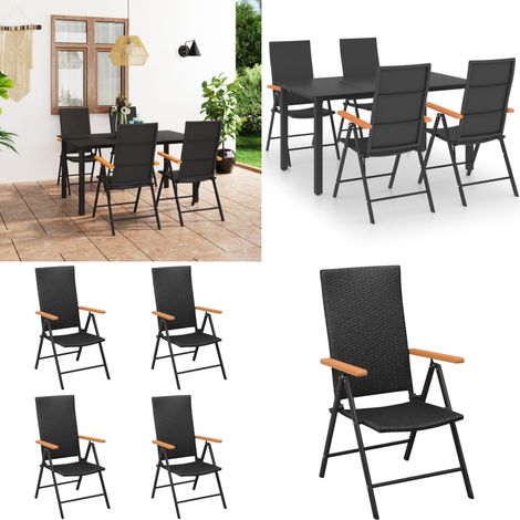 5-tlg. Garten-Essgruppe Schwarz und Braun - Gartensessel - Gartentisch - Rattan Gartenmöbel - Outdoor Möbel - Gartenmöbel Set - Home & Living (1/5)