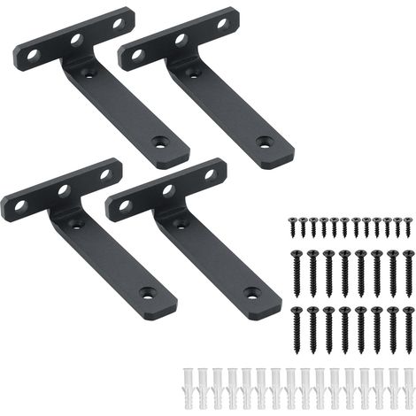 Lot de 4 Supports étagère flottante, 10x7,5cm, Métal durable, Fixation invisible, Angle 90°, Cuisine salon bureau (1/5)