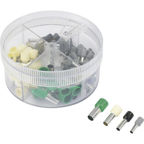 TRU COMPONENTS 739705 Aderendhülsen-Sortiment 4 mm², 6 mm², 10 mm², 16 mm² Teilisoliert Grau, Schwar