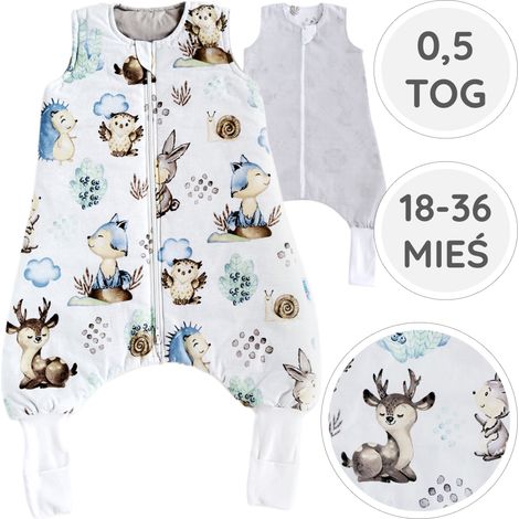 BabyU, Calcetines para piernas de saco de dormir de verano con doble cremallera 0.5 TOG 18-36 M