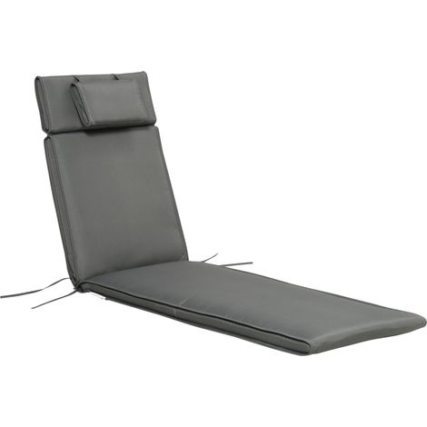 Outsunny Garden Sun Lounger Cushion Replacement Soft Sunbed Reclining Chair Relaxer Pad with Pillow, Cushion ONLY - Grey