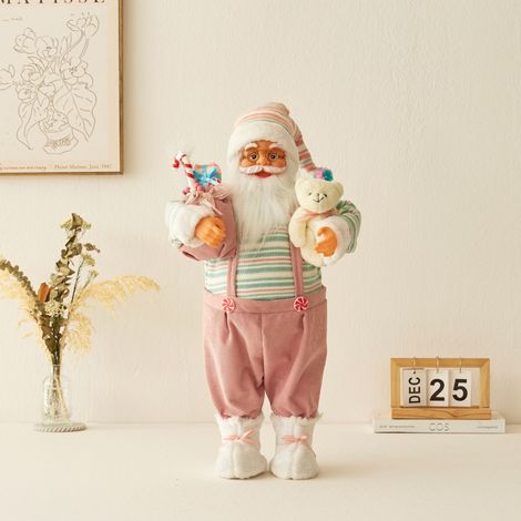 Ochine Statuetta Babbo Natale – Orso Rosa 60 cm, Tessuto Non Tessuto e Plastica – Design Tradizionale Elegante – Ideale per Decorazione Casa e Tavolo (1/4)