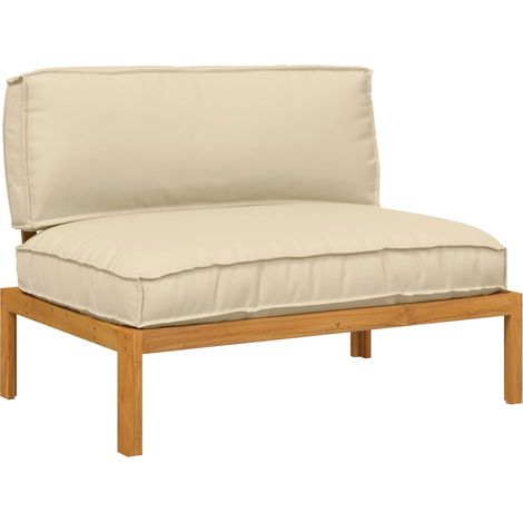 Sofa Set with Cushion Beige 120 x 92 x 69 cm Solid Acacia Wood vidaXL (1/5)