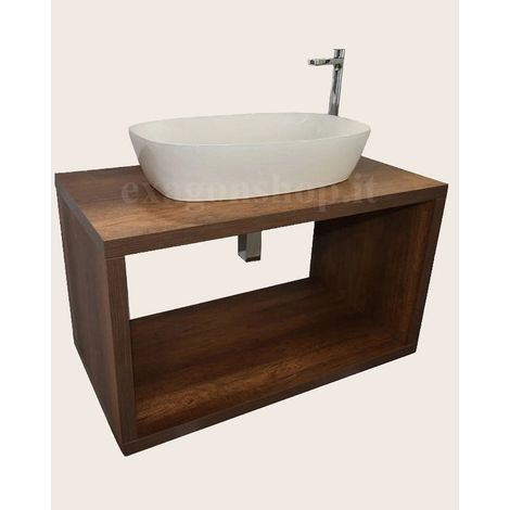 Mobile bagno 90 cm tabacco con vano a giorno lavabo non incluso Squared (1/2)