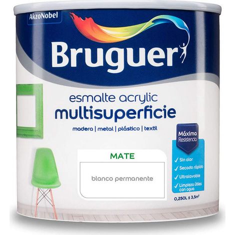 Smalto acrilico multisuperficie bianco opaco permanente 0,250L 5160685 BRUGUER (1/5)