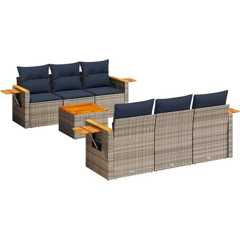 Maison Exclusive - 7-tlg. Garten-Sofagarnitur mit Kissen Grau Pol (1/5)