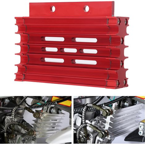 Radiateur en alliage d'aluminium usiné CNC pour motos tout-terrain 140 et 150 cm³ (emballage carton inclus pour une livraison ultérieure) Rouge (1/5)