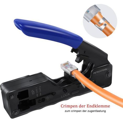 Pince à Sertir RJ45 Outil Sertissage pour Connecteur RJ45 Réseau Cat7 Cat6A Cat5 Cat5e Cat6 et Fiche RJ45 Téléphone 6P (1/4)