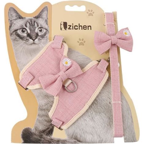 Harnais pour Chat ultra-léger et Ceinture Veste Col Chaton Douce et Confortable - GOBRO - Rose - Taille M-Ywey (1/4)