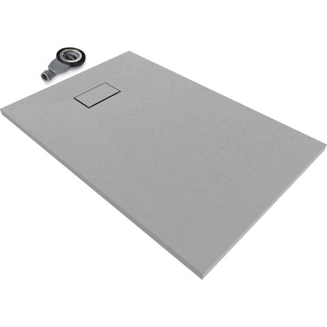 i-flair graue SMC Duschwanne – 26 mm flach inkl. Ablaufgarnitur mit Deckel 120x70 cm (1/5)