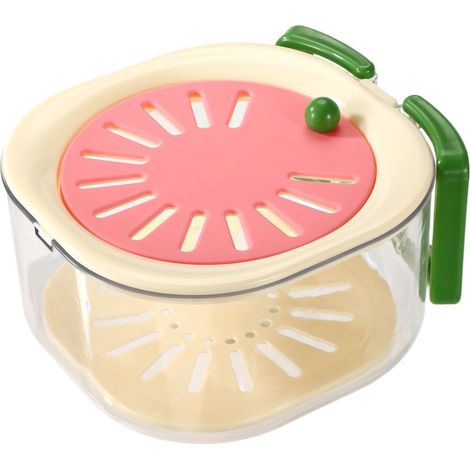 Bol laveur de fruits 6,3x5,9 pouces. Multifonction : essore, lave, range au frigo. Idéal pour pique-nique. Rose. (1/4)