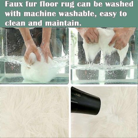 Tapis doux en fausse fourrure de mouton, 40 x 60 cm (taille et couleur : 50 x 80 cm - kaki) (1/5)