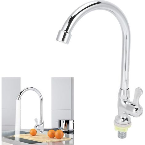 Robinet d'eau rotatif G1/2 pour cuisine jardin extérieur laveuse - Copper 275g 27x16cm single cold faucet (1/5)