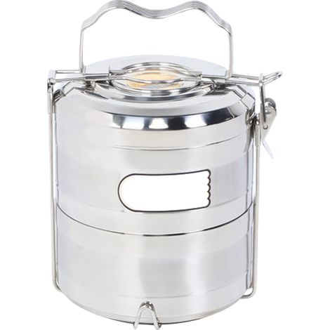 16 cm große, tragbare, isolierte Lunchbox aus Edelstahl mit auslaufsicherem Design (2 Fächer)