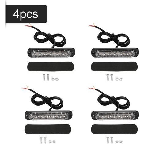4 pezzi 12-24V Auto 6 LED Strobo Luce di Emergenza Segnalazione di Emergenza Barra Luce Gialla Lampeggiante (1/5)