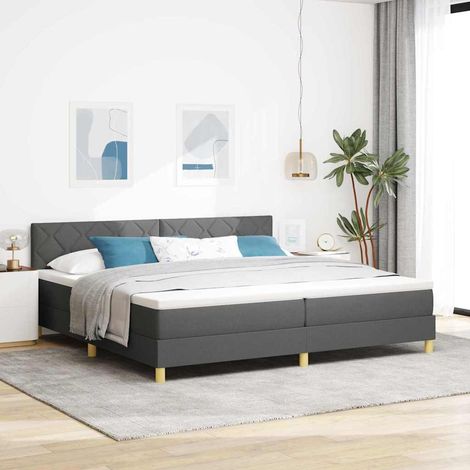 Lit à ressorts avec coussin Gris foncé 200 x 200 cm tissu (1/5)