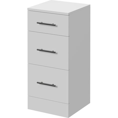 Alexander James Gloss White 350mm x 330mm 3 Drawer Storage Unit - 350mm - Gunmetal Grey 96mm Bar Handle