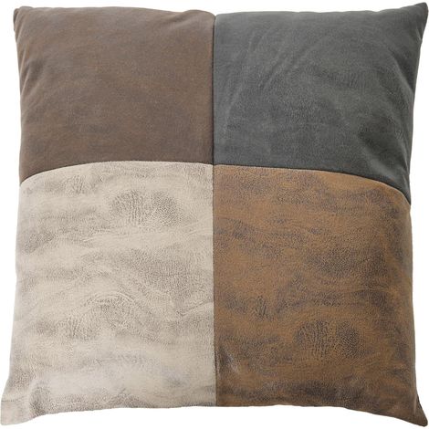Coussin patchwork polyester 40x40 cm collection TIM nuances de marron (1/5)