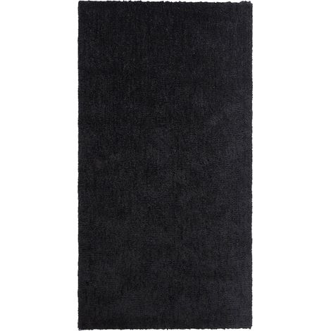 Tapis Poils Longs Shaggy Noir en Polyester et Coton Très Doux au Toucher pour Chambre ou Salon au Style Moderne 80 x 150 cm Beliani (1/5)