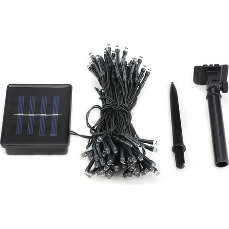 Guirlande lumineuse solaire à 100 LED, 8 modes, luminaire décoratif pour jardin, cour, festival, blanc (1/4)