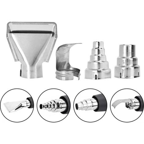 Accessoires Kit 4 Embouts de Vent pour Pistolets Thermiques Air, Stainless Steel Résistant Haute Température, Diffuseur Rétrécissement Film (1/5)